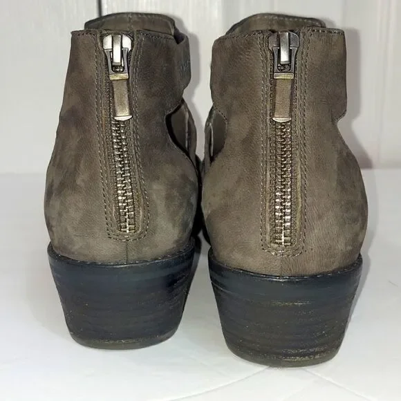 Eileen Fisher Gray Leather Nubuck Vanda Cutout Booties Sz 8.5 - Picture 6 of 10